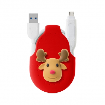 二合一雙頭傳輸線 - USB-C - 麋鹿
