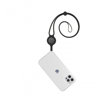 首掛けiPhone 12 Pro Max透明な携帯ケース-黒